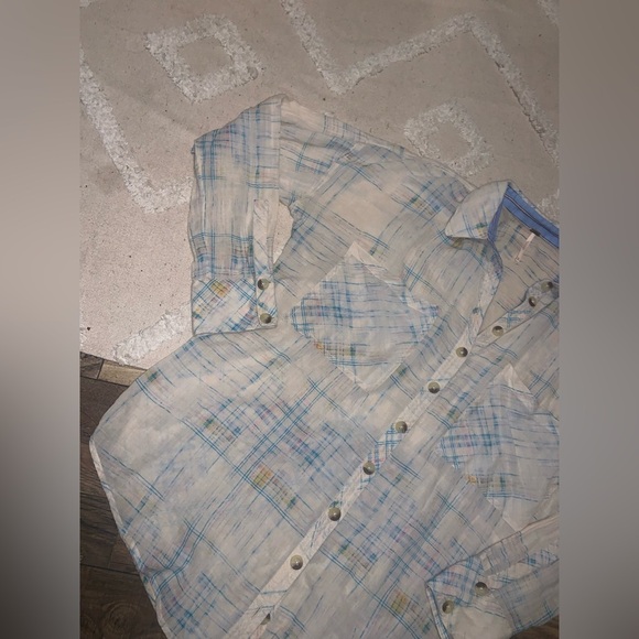 Free people nwot shore vibes plaid cream button up boho casual top fall classic - Picture 5 of 8
